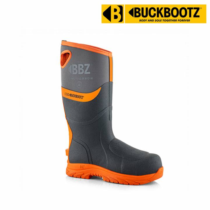 BUCKLER SAFETY WELLINGTON GREY & HI-VIZ ORANGE/METATARSAL PROTECTION