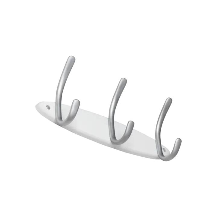 WUM CLOTHING WALL HOOK WHITE 3 HANGERS