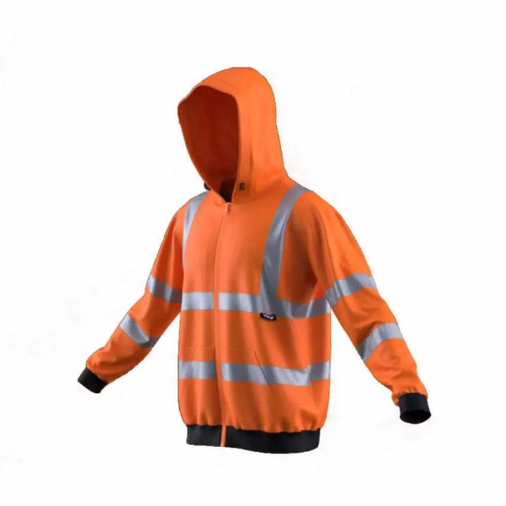 ORANGE HI VIZ ZIP FRONT HOODIE