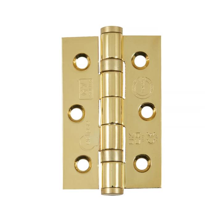 PAIR E/BRASSED 76mm BALL BEARING HINGES